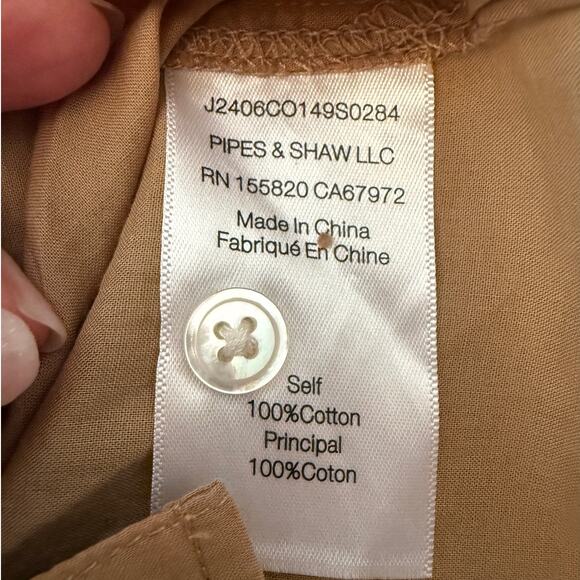 Veronica Beard NWT ($268) | tan khaki Calisto cotton button up blouse shirt | L - Picture 4 of 6